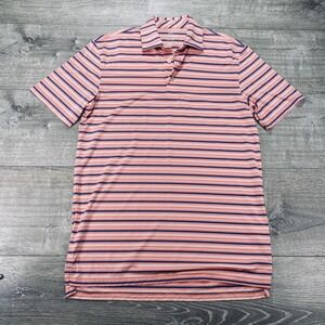 Southern‎ Tide Polo Shirt Mens Small Pink Blue Striped brrr Performance Golf